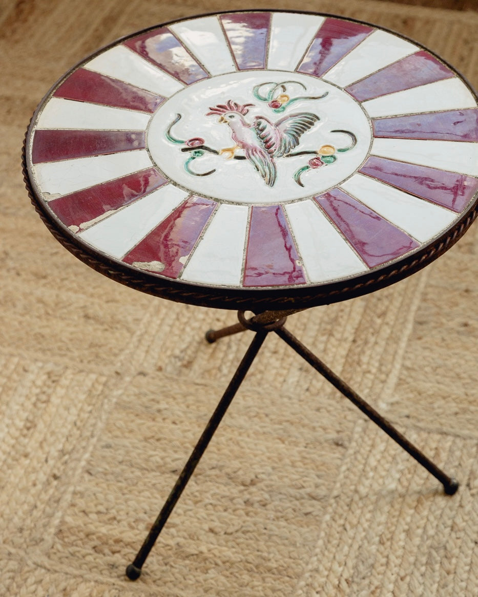 French Ceramic Side Table