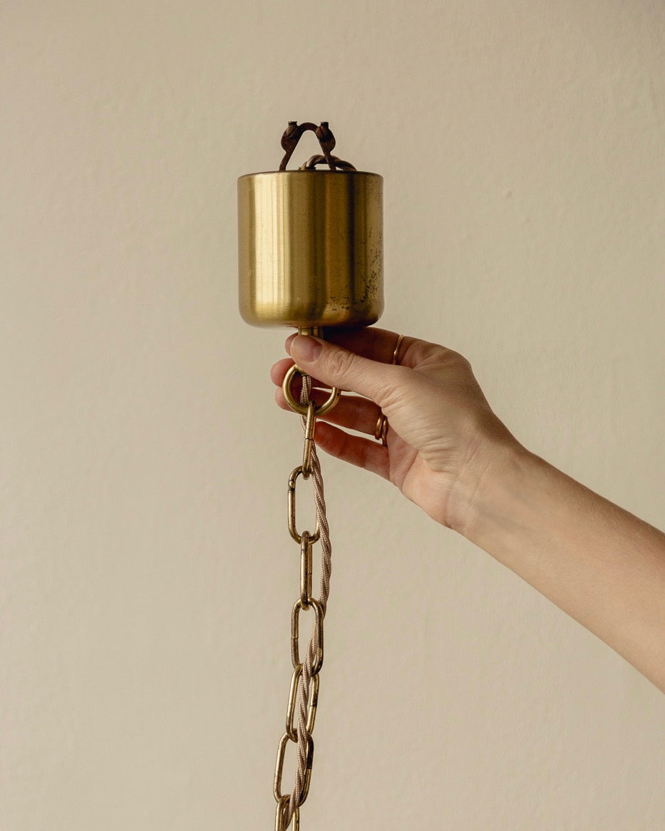 Glass and Brass Swedish Pendant Light