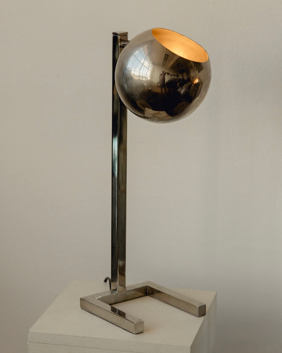Pair Chrome Eyeball Lamps