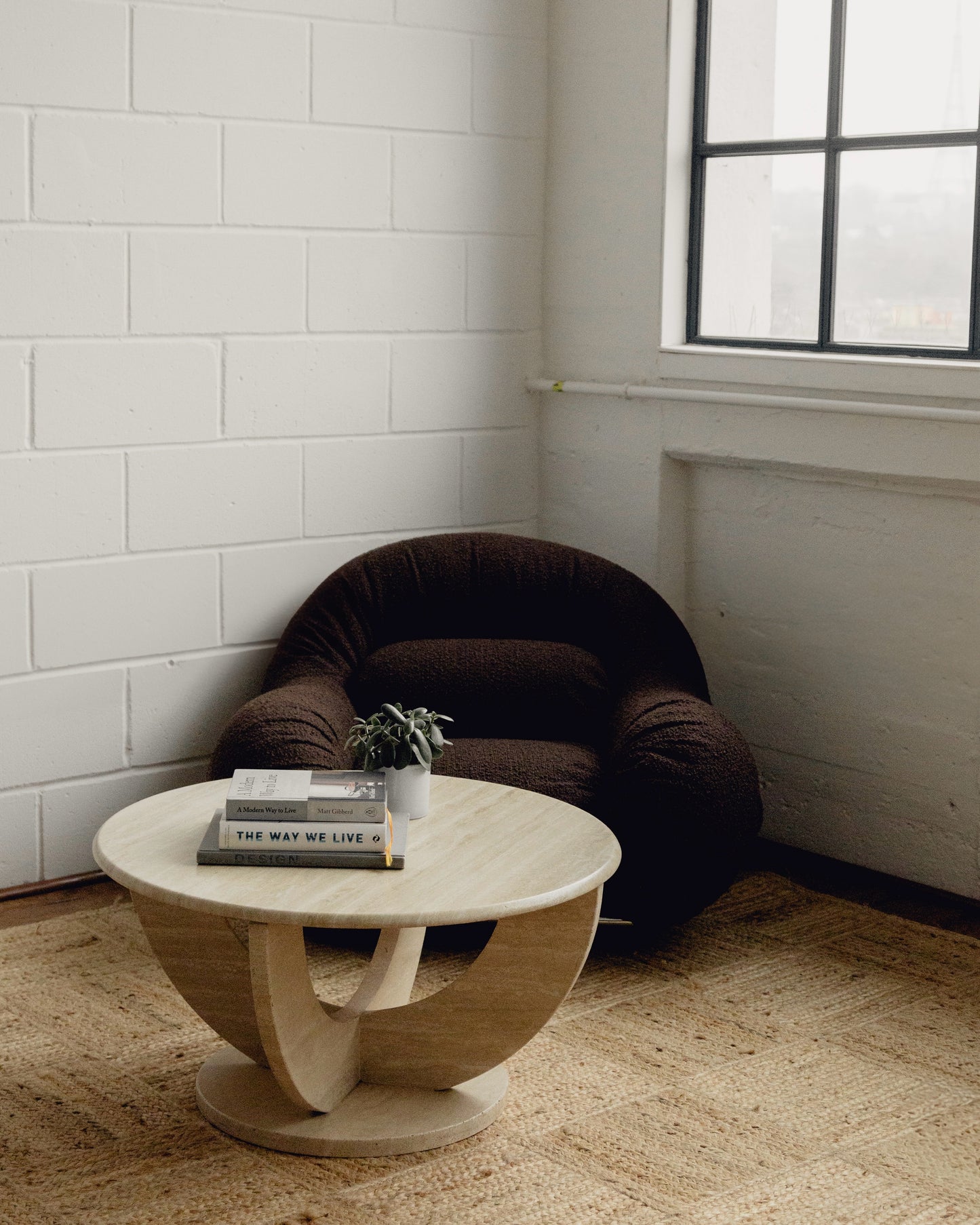 Circular Travertine Coffee Table