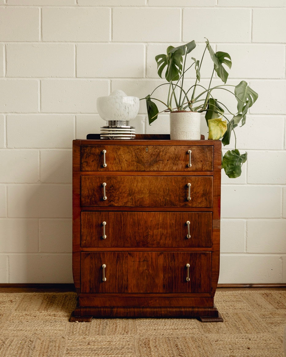 Art Deco Walnut Chest Of Drawers