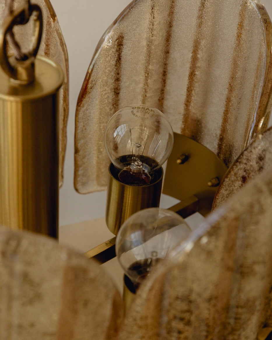 Glass and Brass Swedish Pendant Light