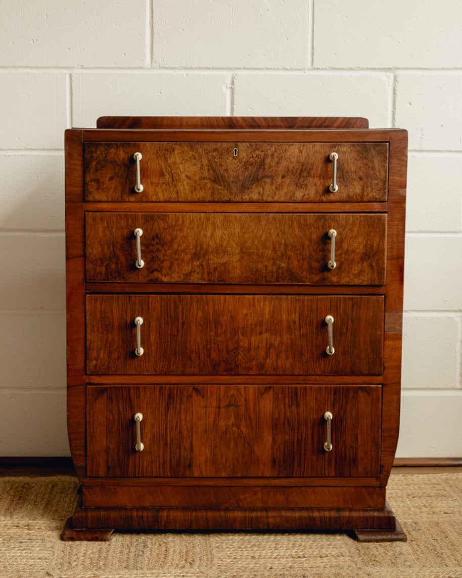 Art Deco Walnut Chest Of Drawers