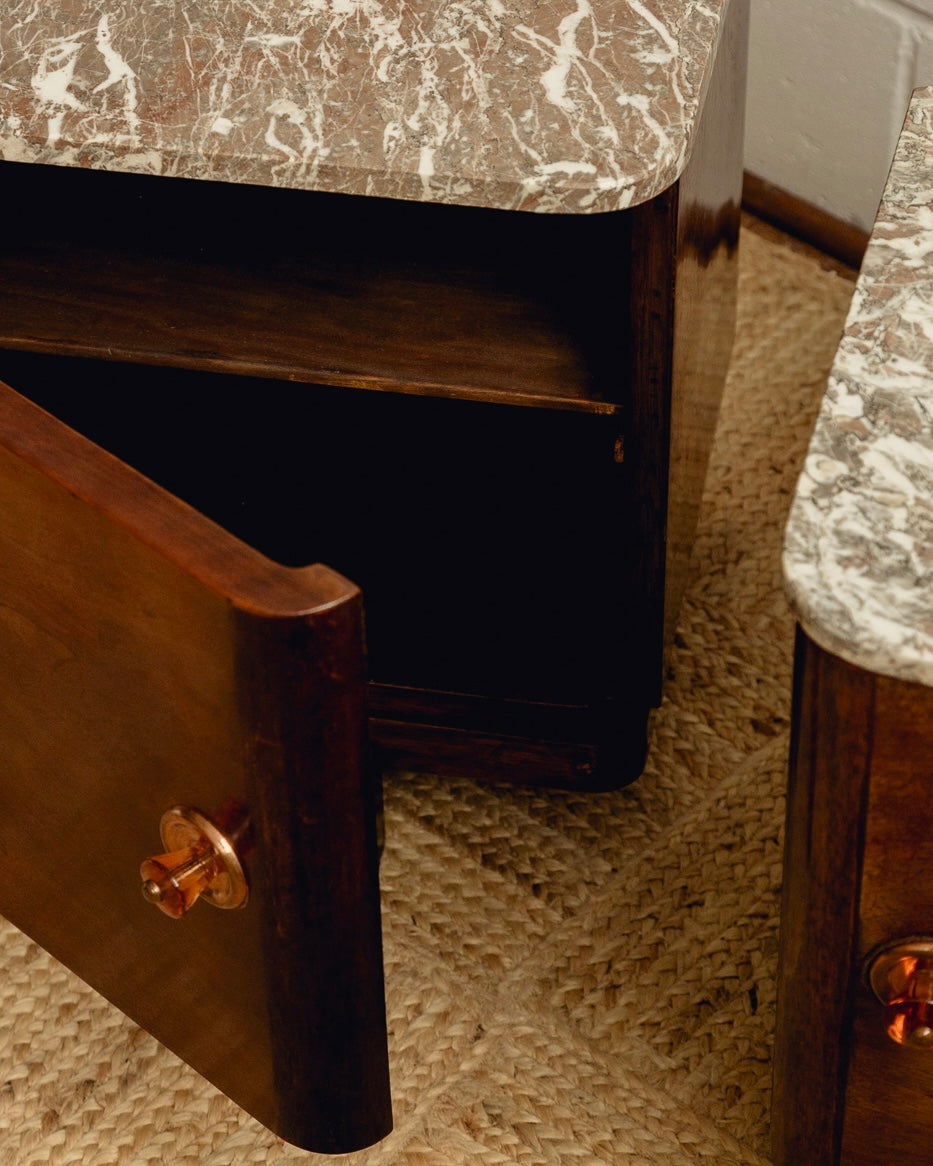 Marble Top Art Deco Bedside Tables