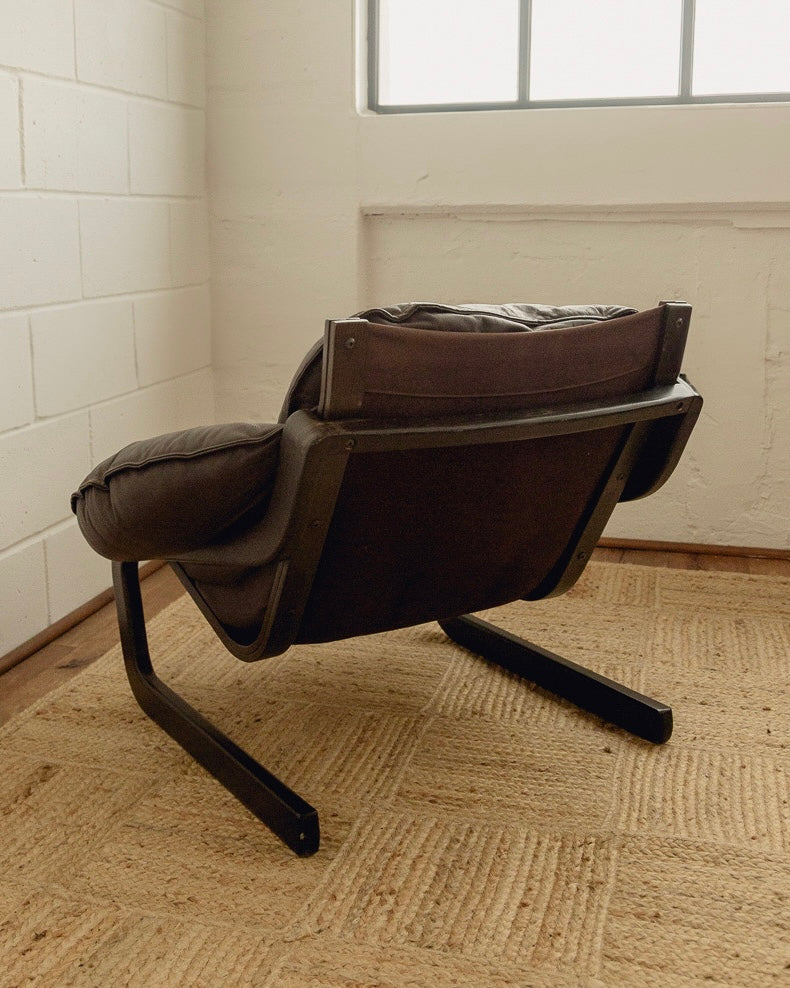 Scandinavian Brown Leather Armchair