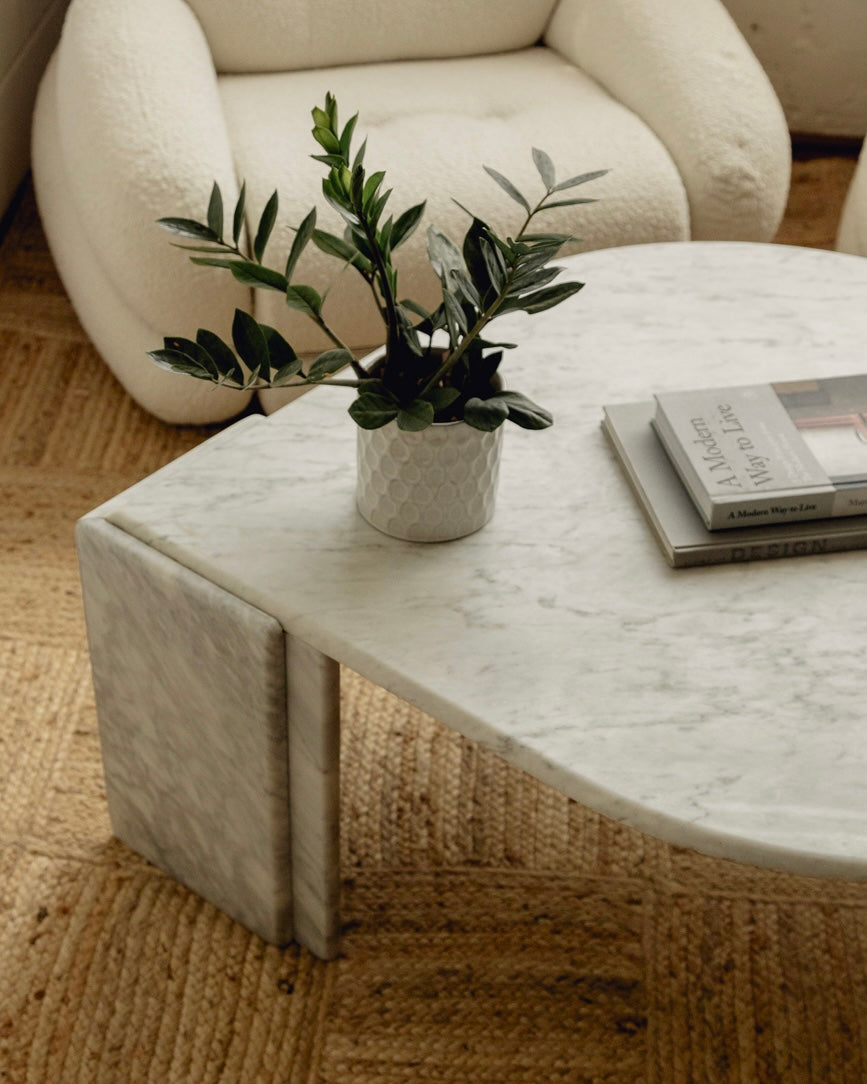 Italian Carrara Marble Coffee Table