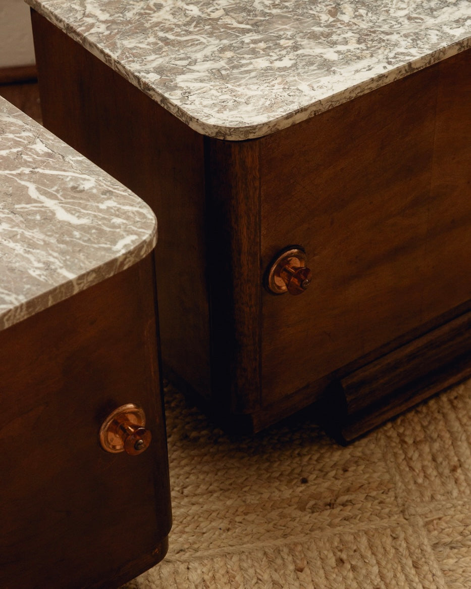 Marble Top Art Deco Bedside Tables