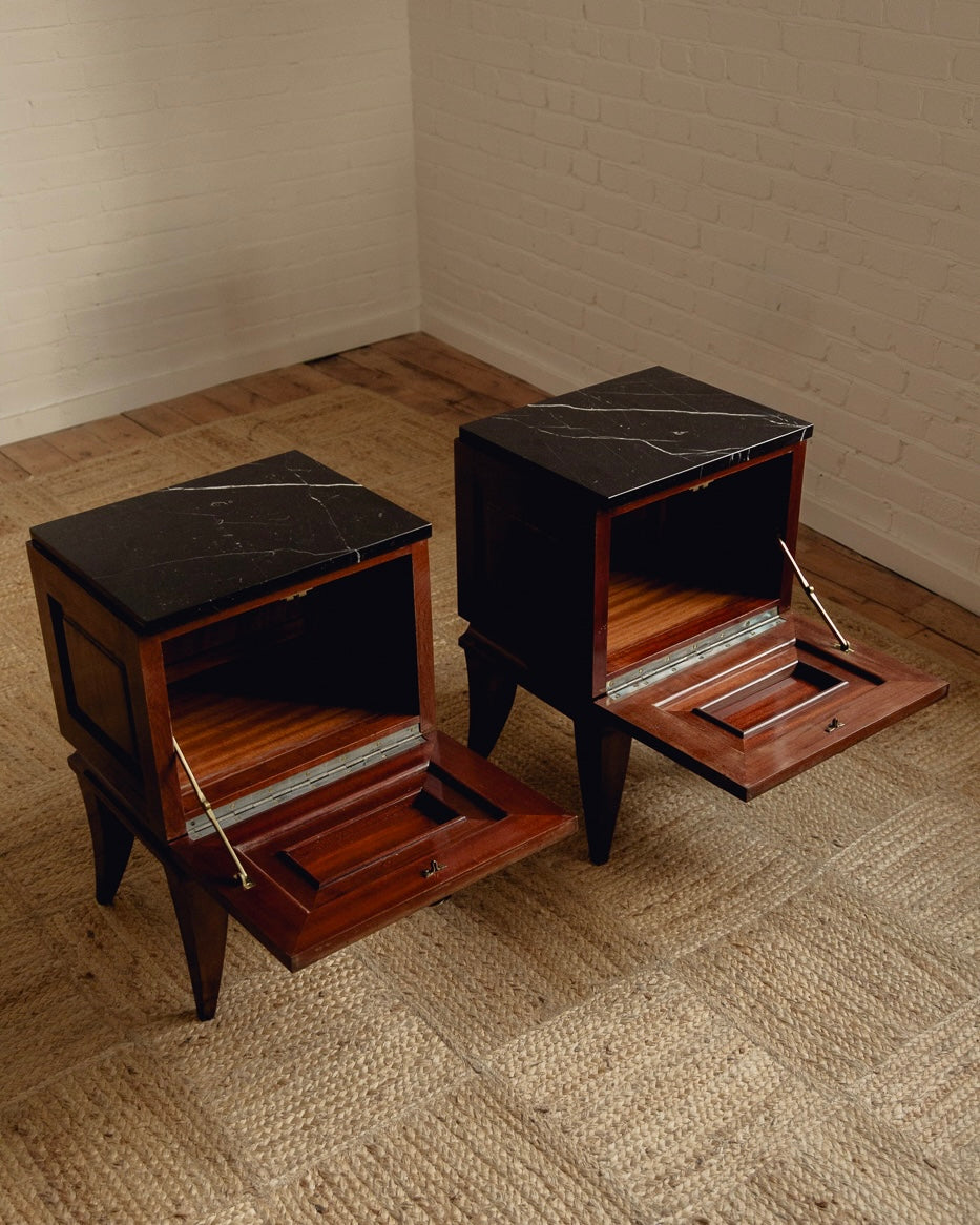 French Marble Top Bedside Tables
