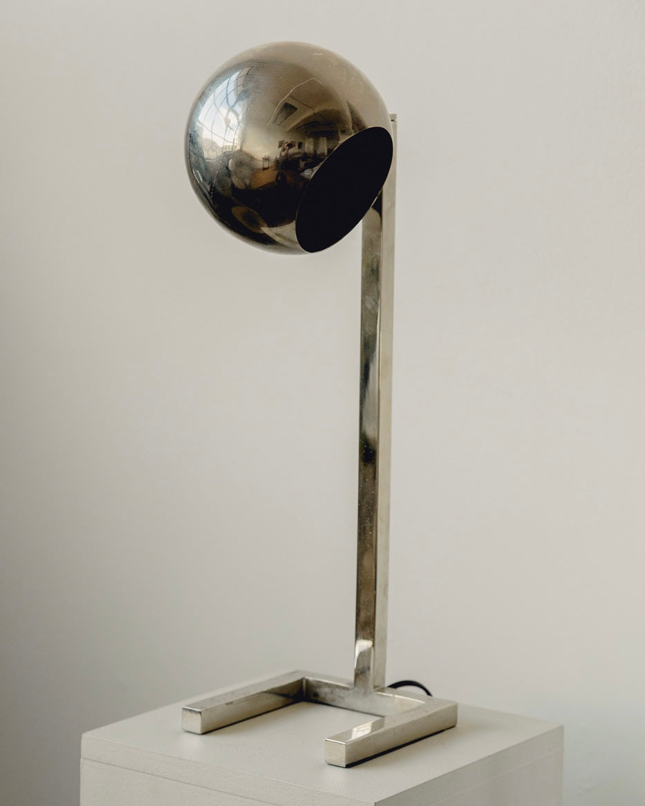Pair Chrome Eyeball Lamps