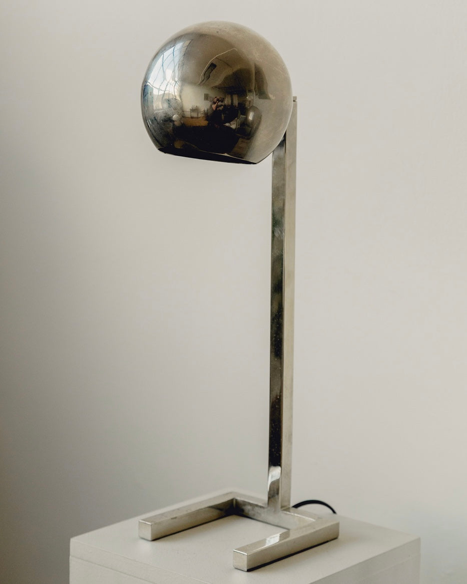 Pair Chrome Eyeball Lamps