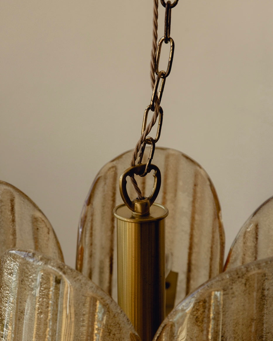 Glass and Brass Swedish Pendant Light