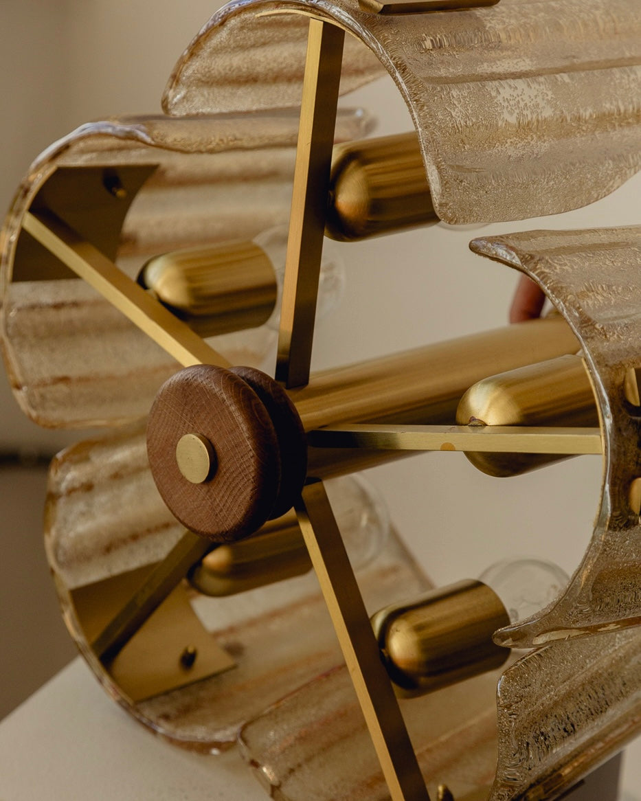 Glass and Brass Swedish Pendant Light