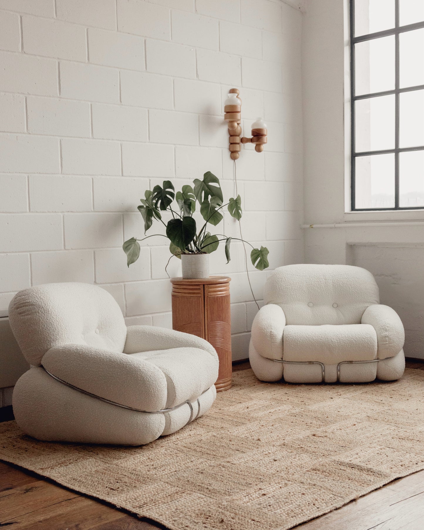 Italian Boucle Armchairs by Adriano Piazzesi