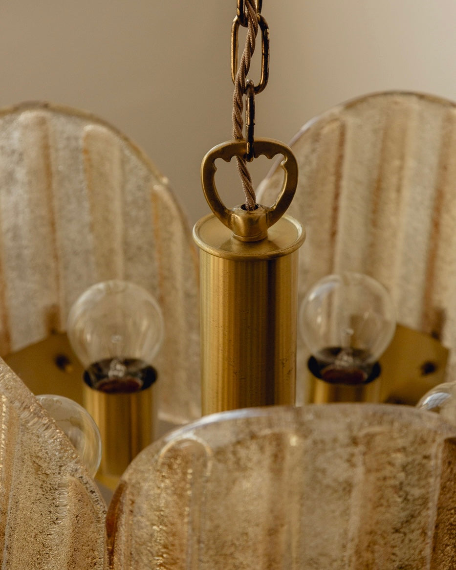 Glass and Brass Swedish Pendant Light