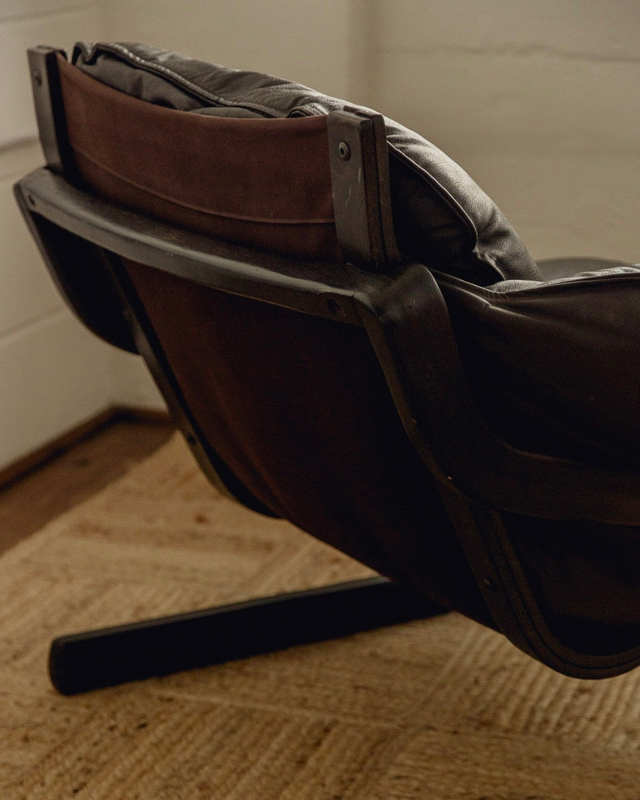 Scandinavian Brown Leather Armchair