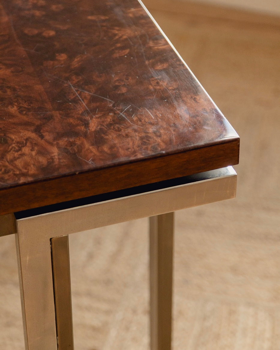 Burl Console Table Attributed to Guy Lefèvre for Maison Jansen