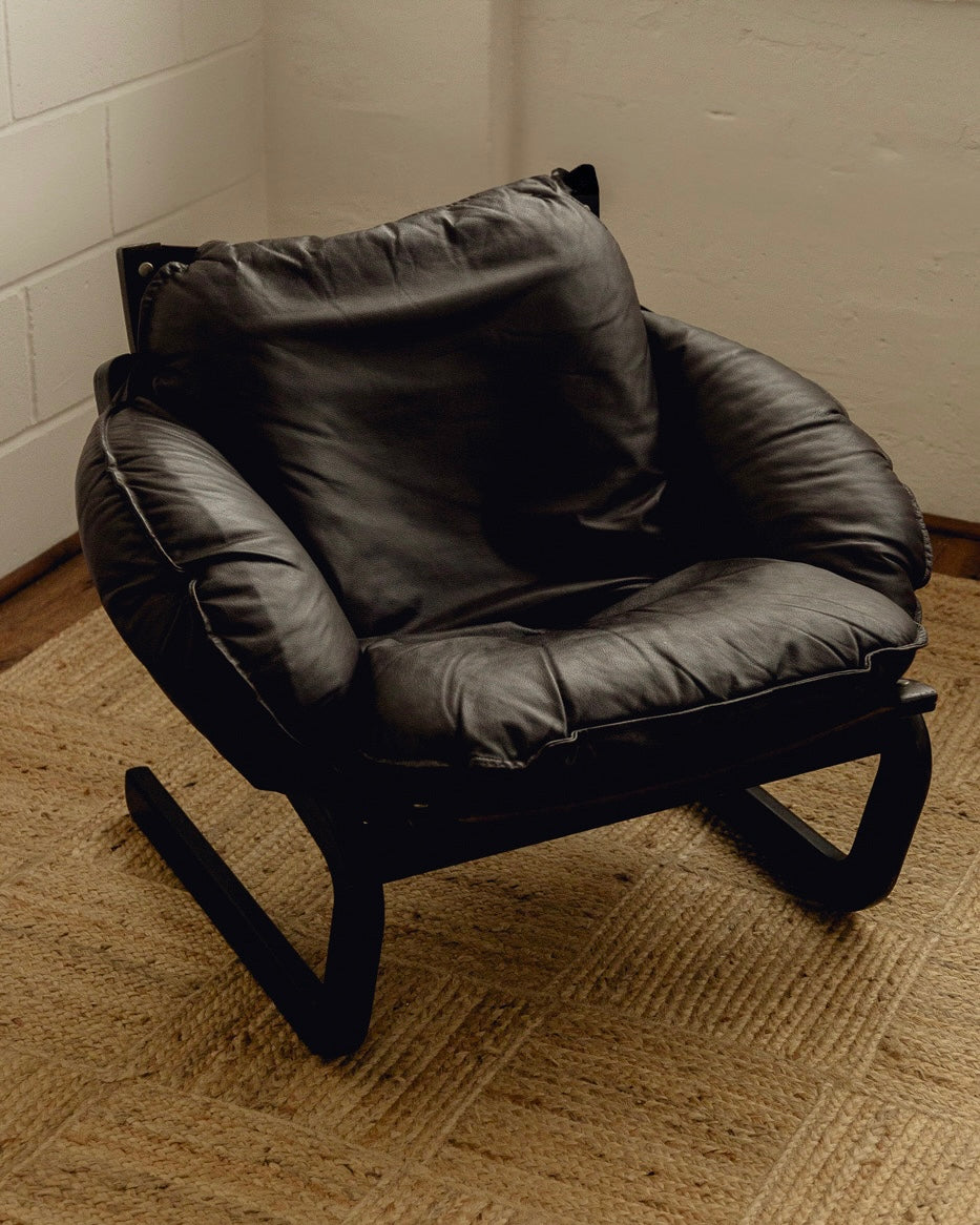 Scandinavian Brown Leather Armchair