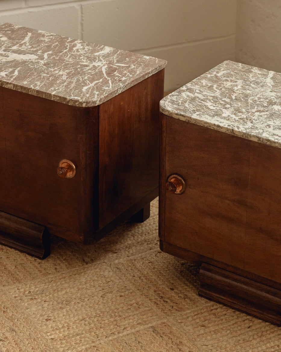 Marble Top Art Deco Bedside Tables