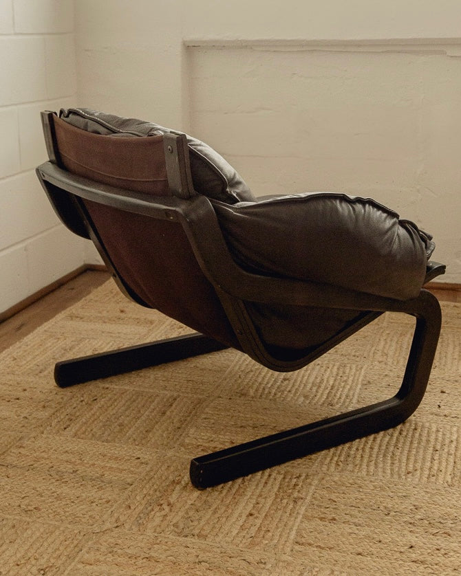 Scandinavian Brown Leather Armchair
