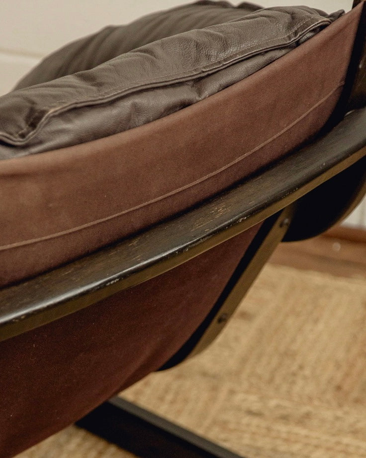 Scandinavian Brown Leather Armchair