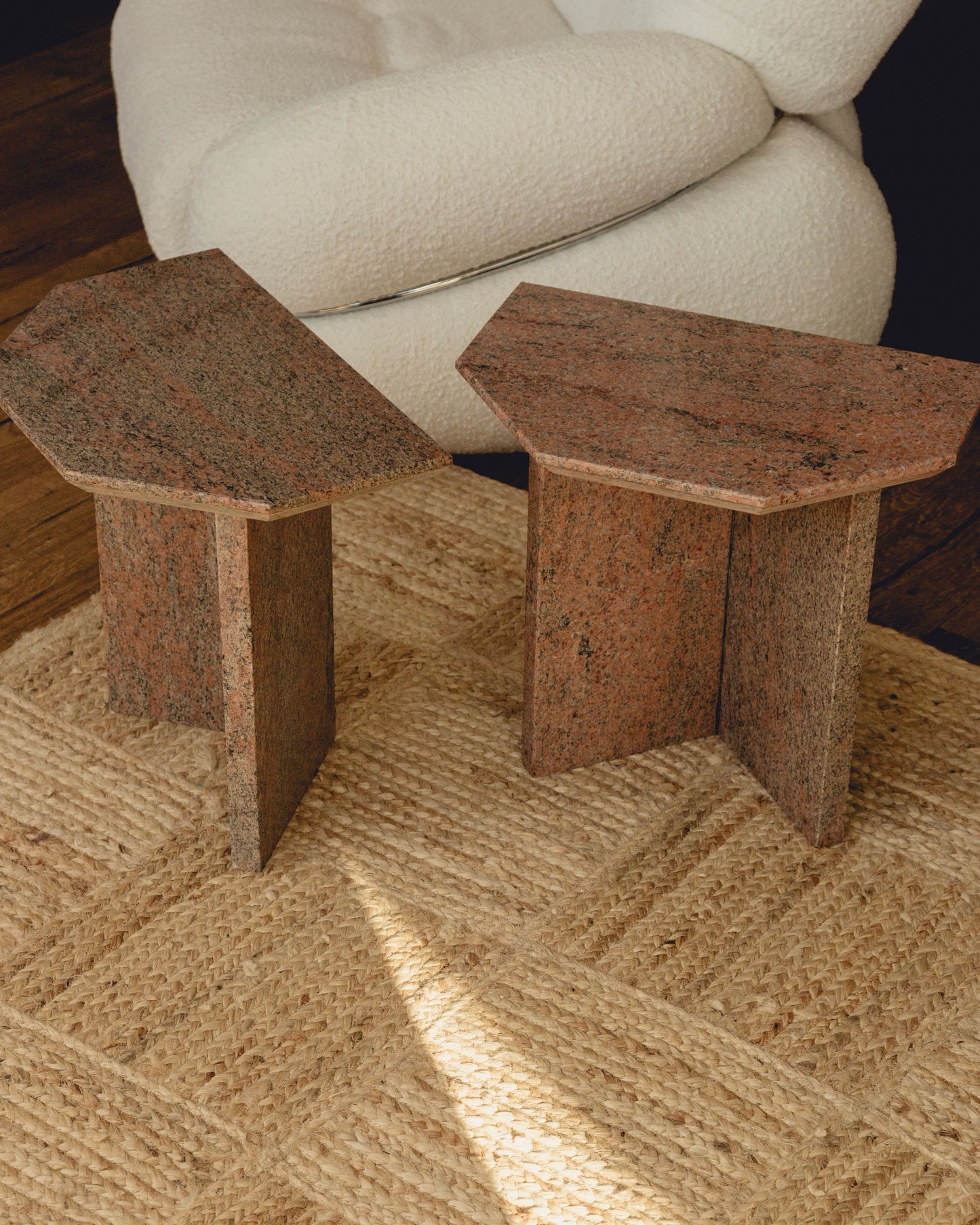 Pair Granite Side Tables