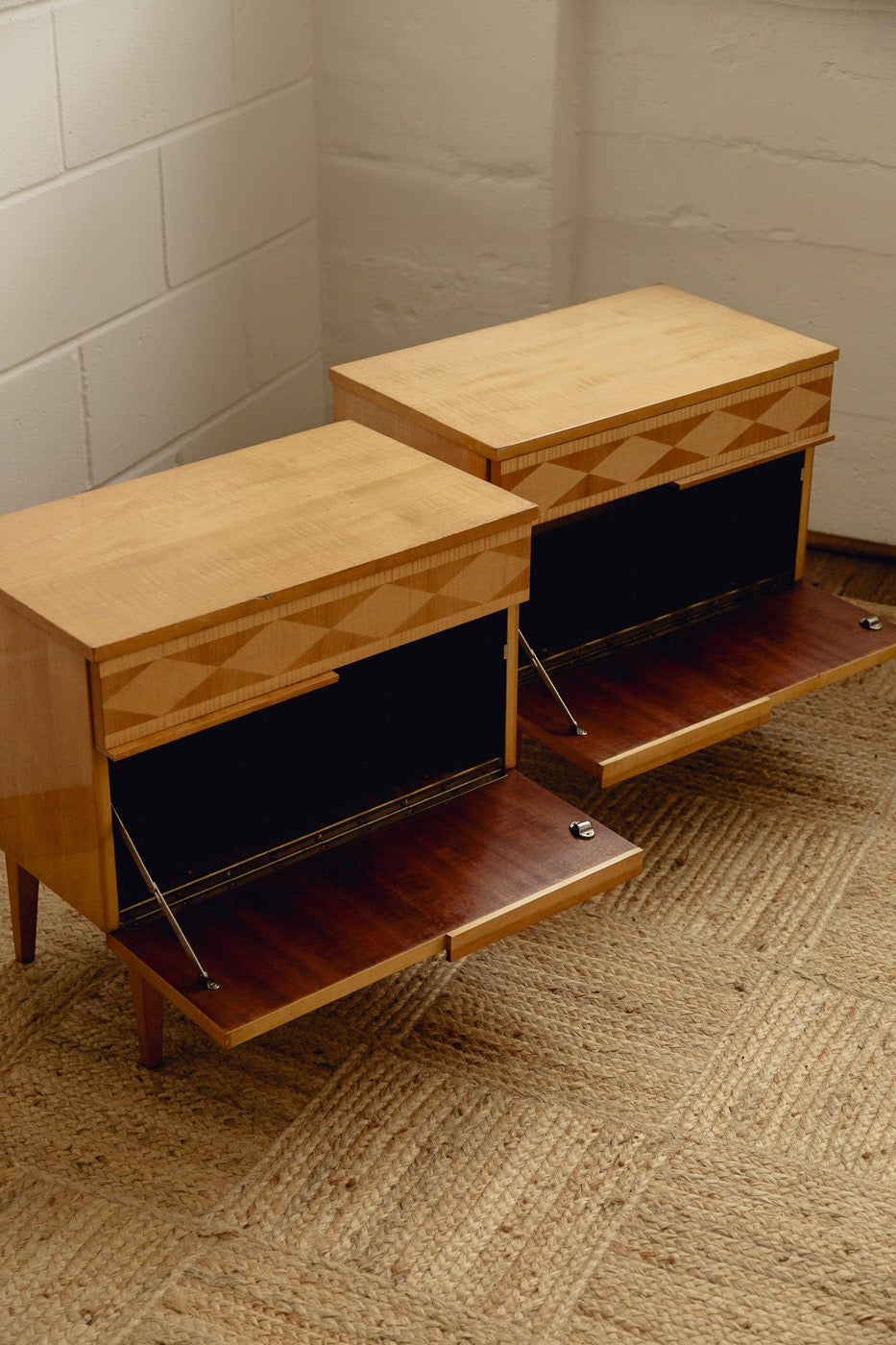 Harlequin Satinwood Bedside Tables