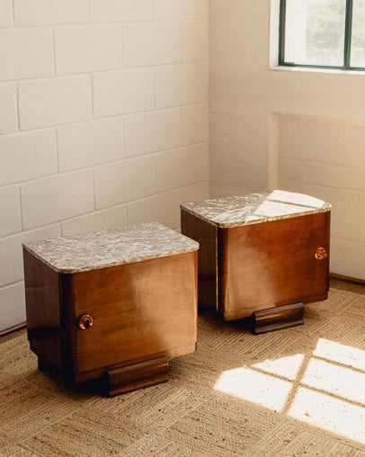 Marble Top Art Deco Bedside Tables