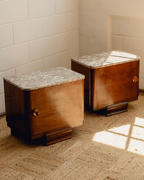 Marble Top Art Deco Bedside Tables