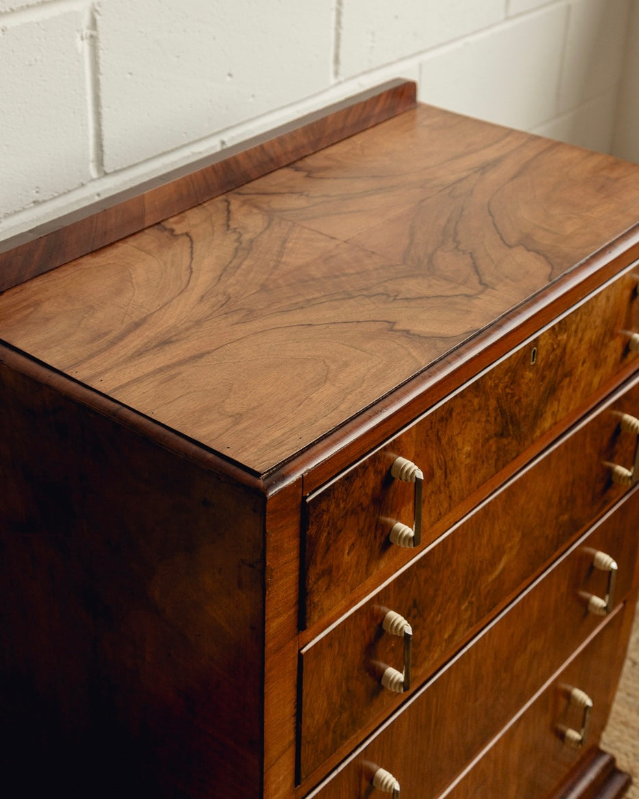 Art Deco Walnut Chest Of Drawers