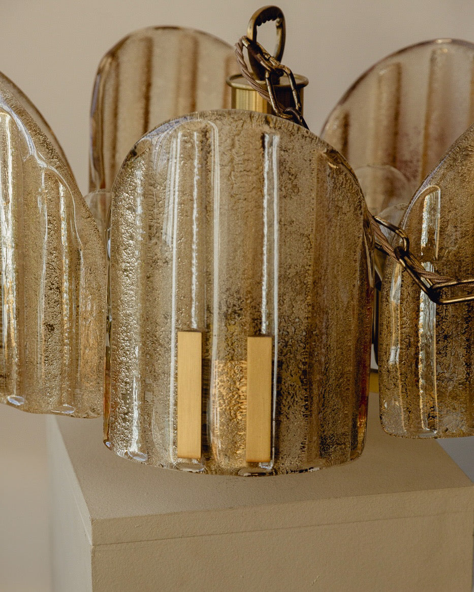 Glass and Brass Swedish Pendant Light