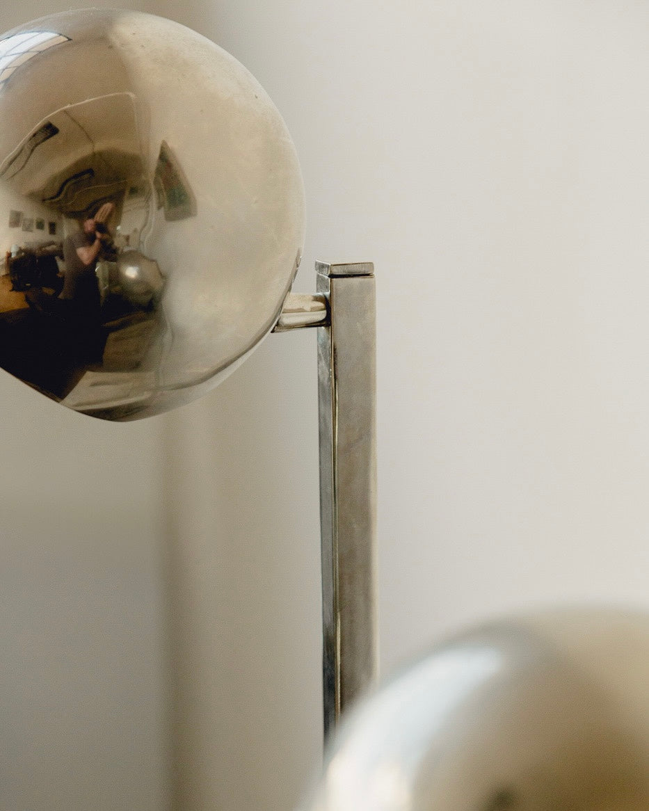 Pair Chrome Eyeball Lamps