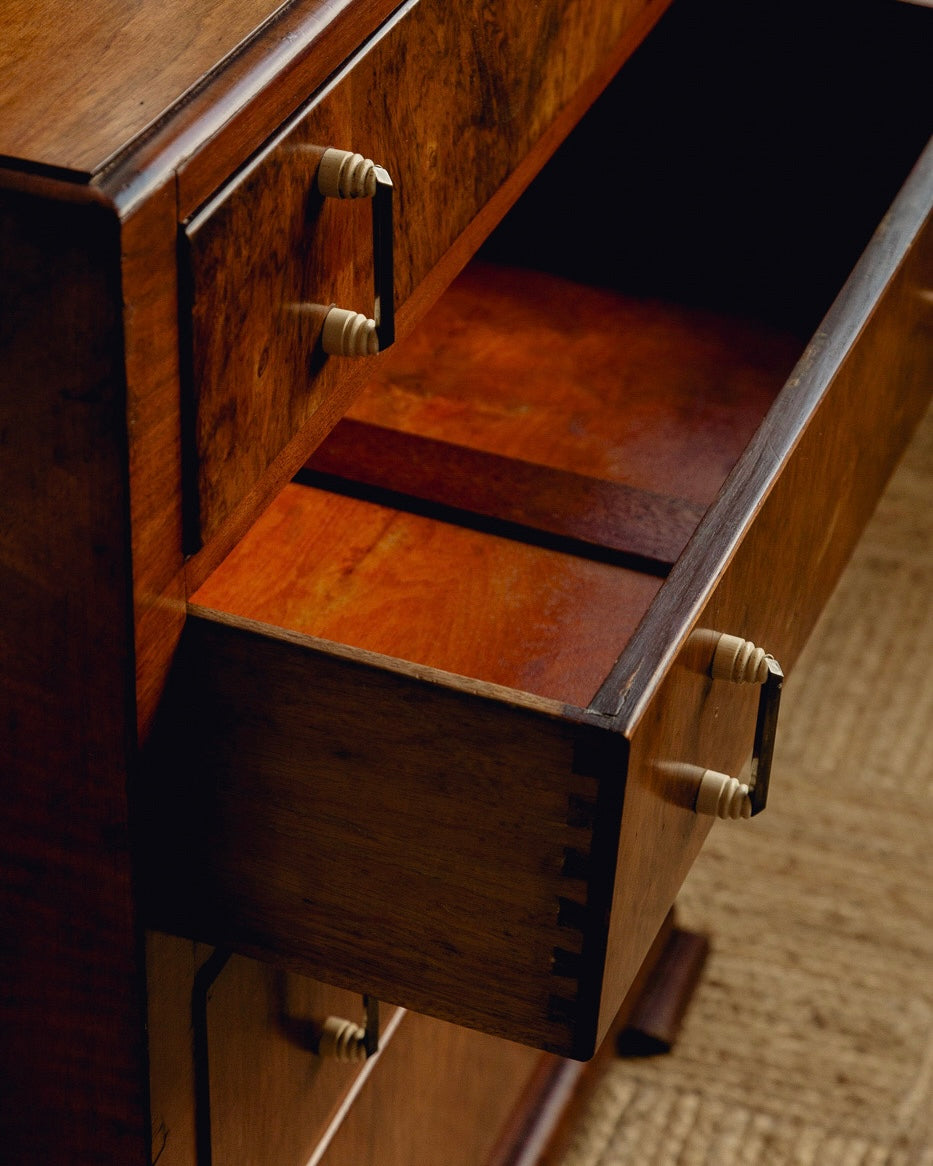 Art Deco Walnut Chest Of Drawers