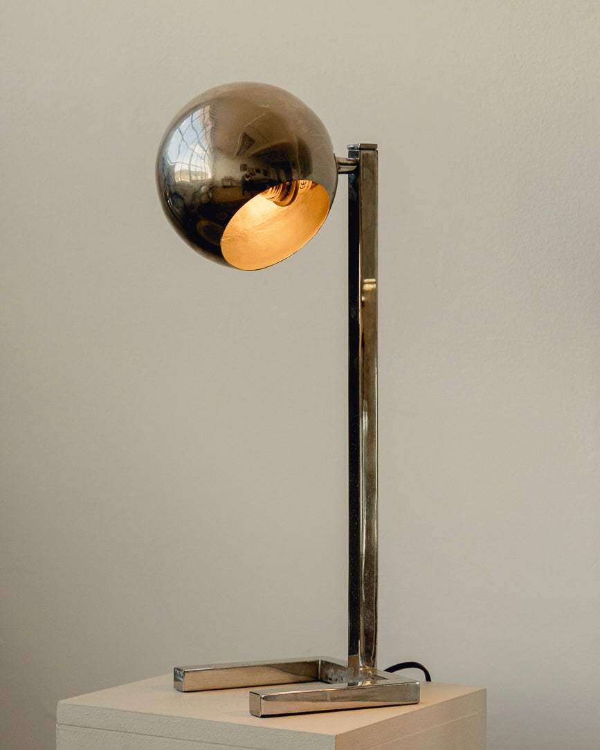 Pair Chrome Eyeball Lamps