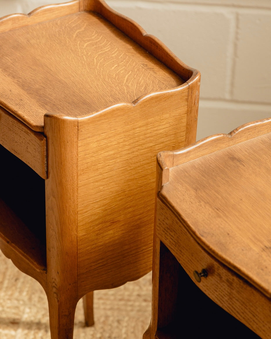 Wavy Top French Oak Bedsides
