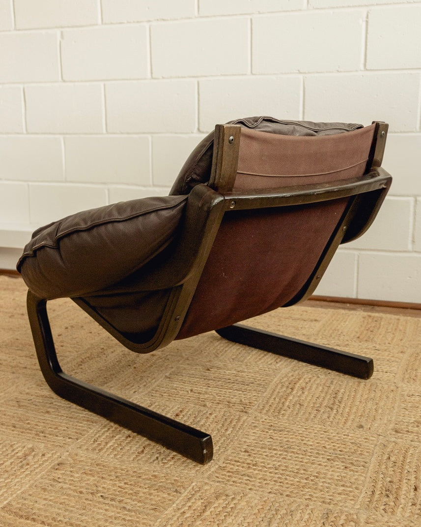 Scandinavian Brown Leather Armchair