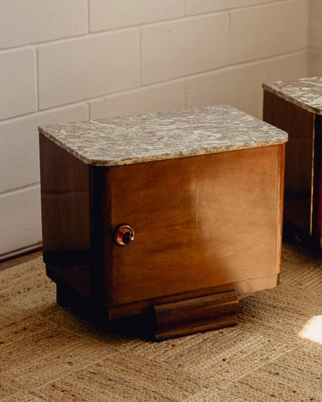 Marble Top Art Deco Bedside Tables