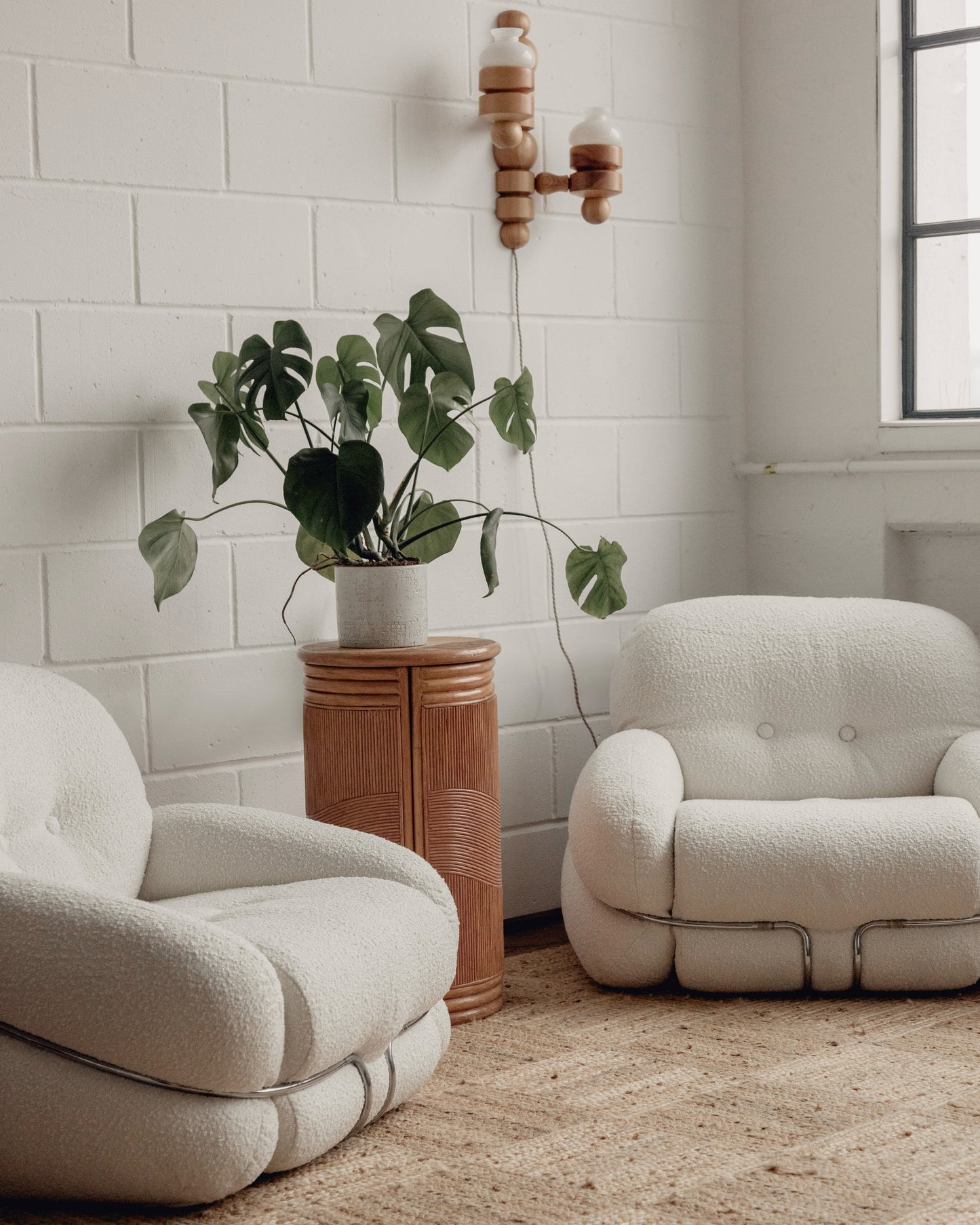 Italian Boucle Armchairs by Adriano Piazzesi