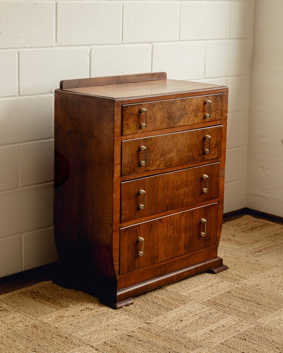 Art Deco Walnut Chest Of Drawers