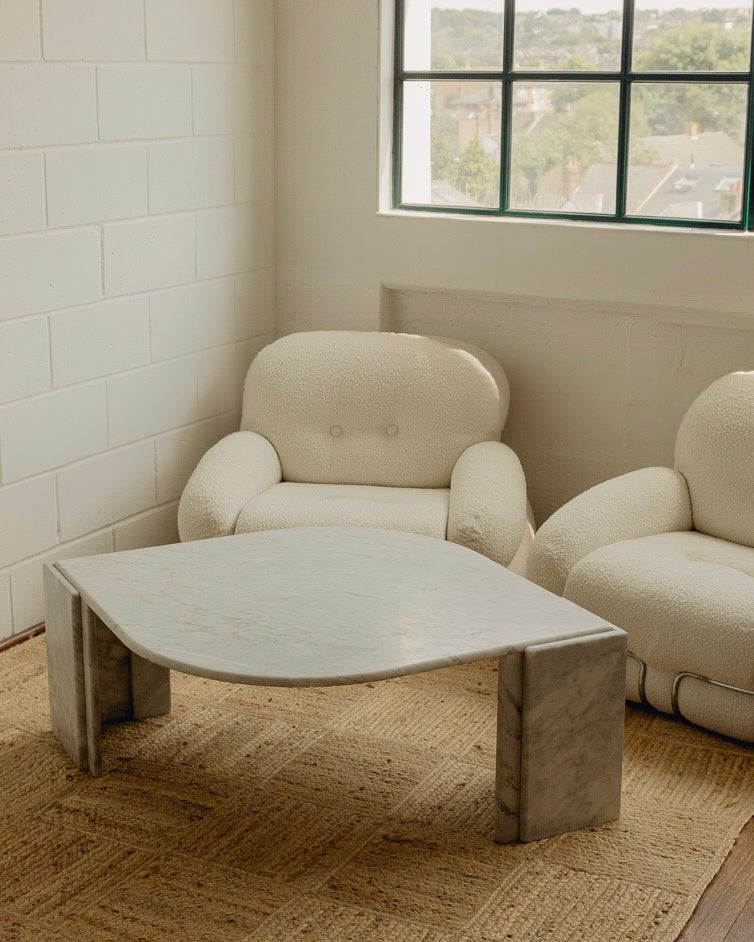 Italian Carrara Marble Coffee Table