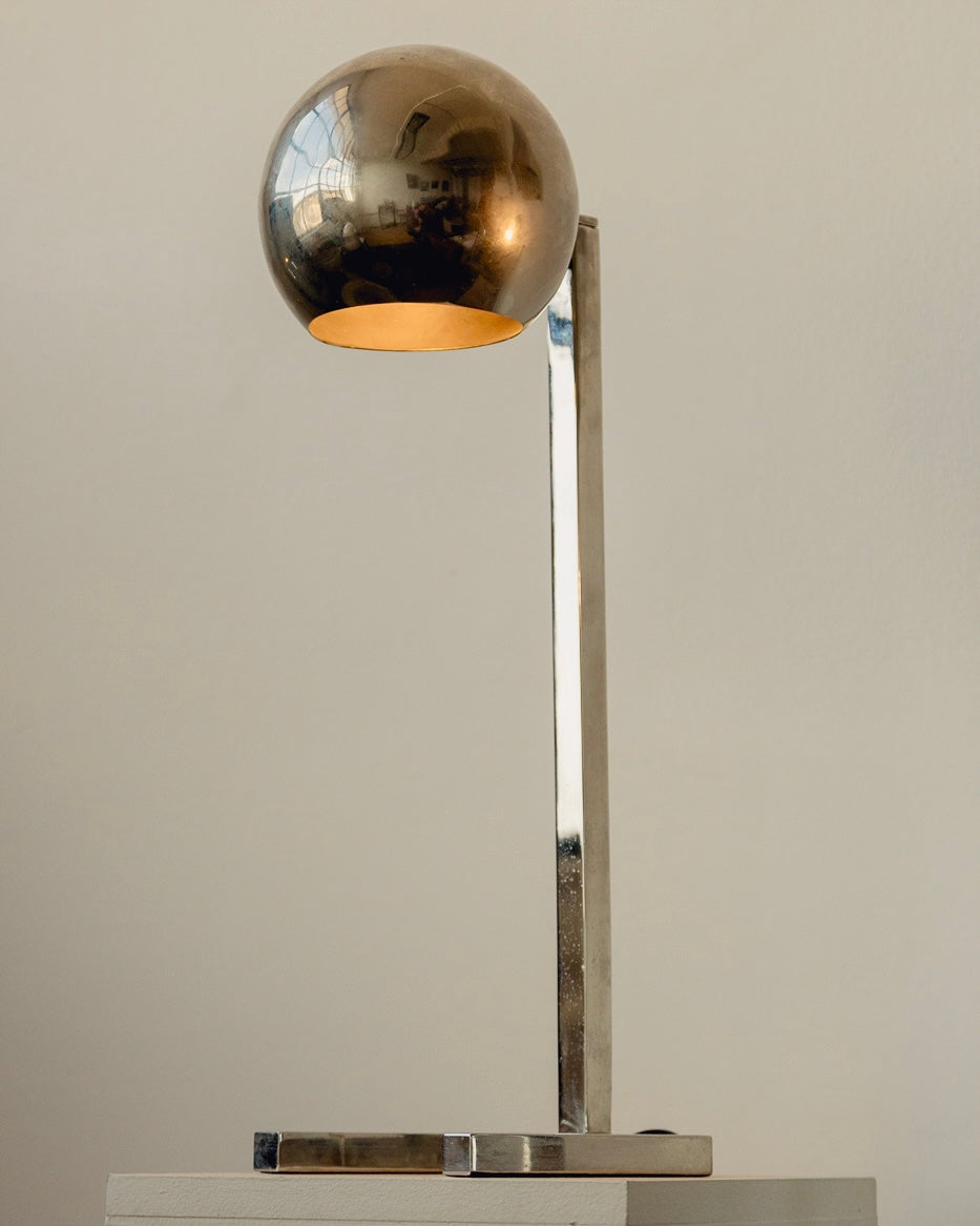 Pair Chrome Eyeball Lamps