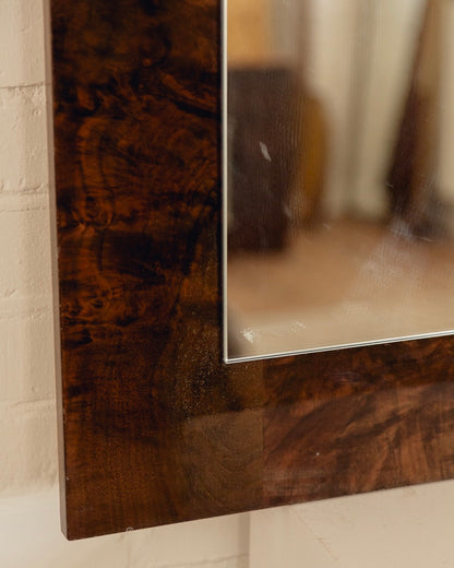 Burl Mirror Attributed to Guy Lefèvre for Maison Jansen