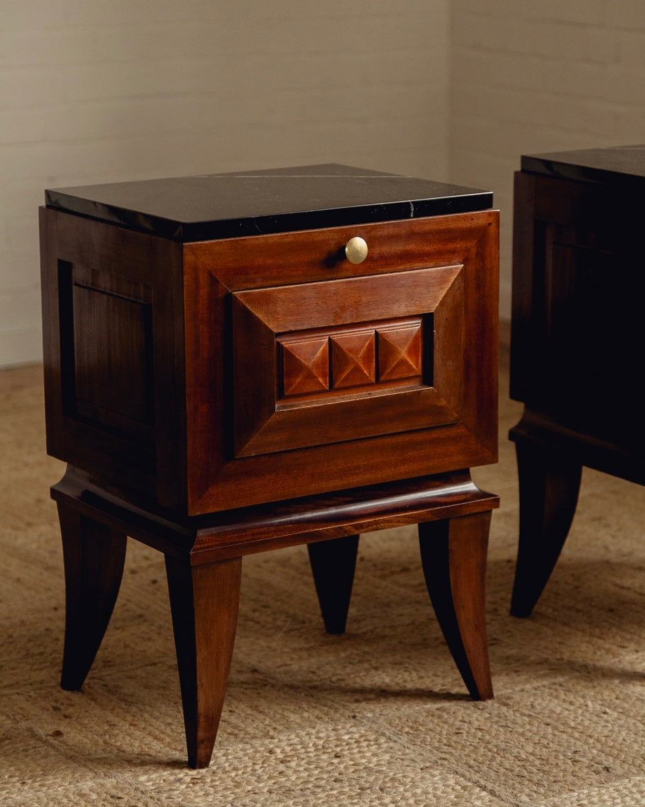French Marble Top Bedside Tables