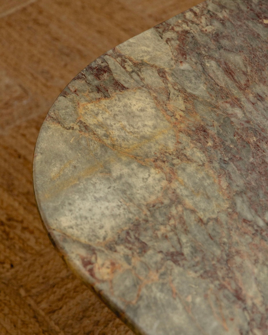 Burgundy and Green Marble Coffee Table