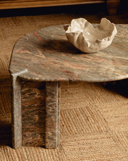 Green and Blush Italian Marble Coffee Table