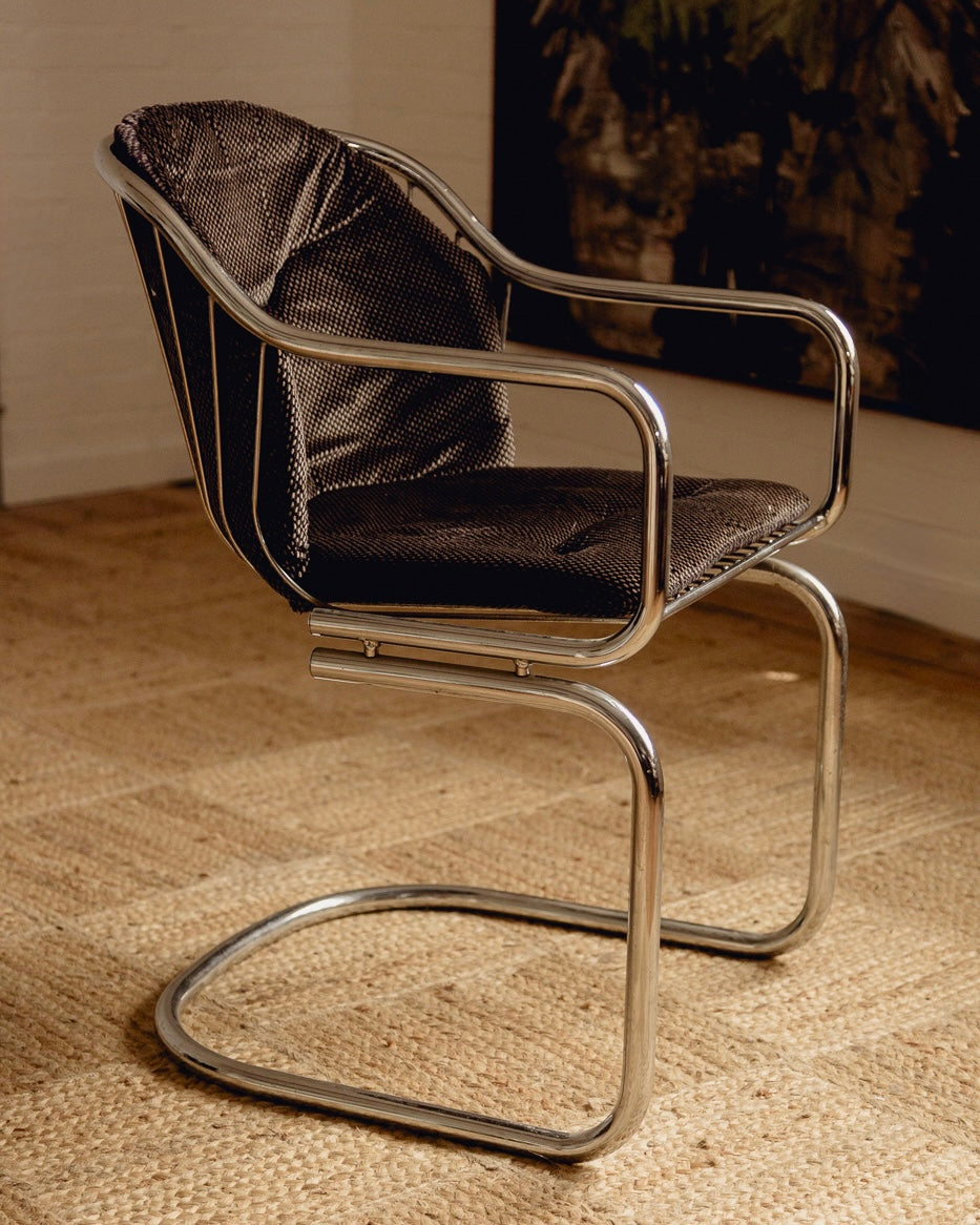 Chrome Dining Chairs Attributed to Gastone Rinaldi for Rima 1970s