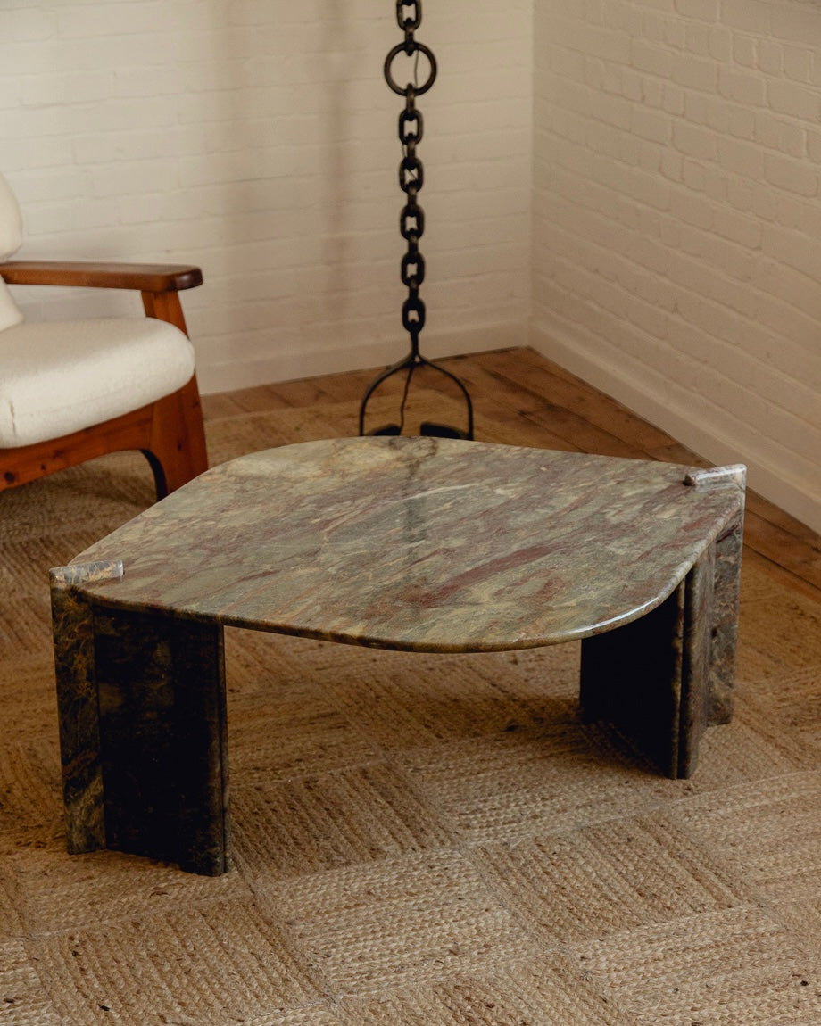 Burgundy and Green Marble Coffee Table