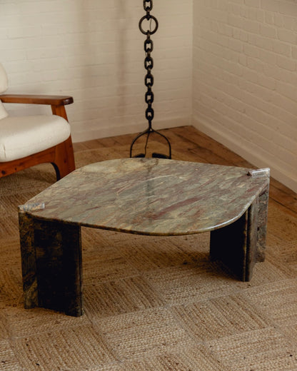 Burgundy and Green Marble Coffee Table