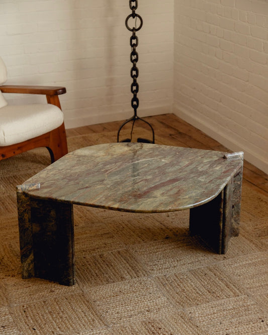 Burgundy and Green Marble Coffee Table
