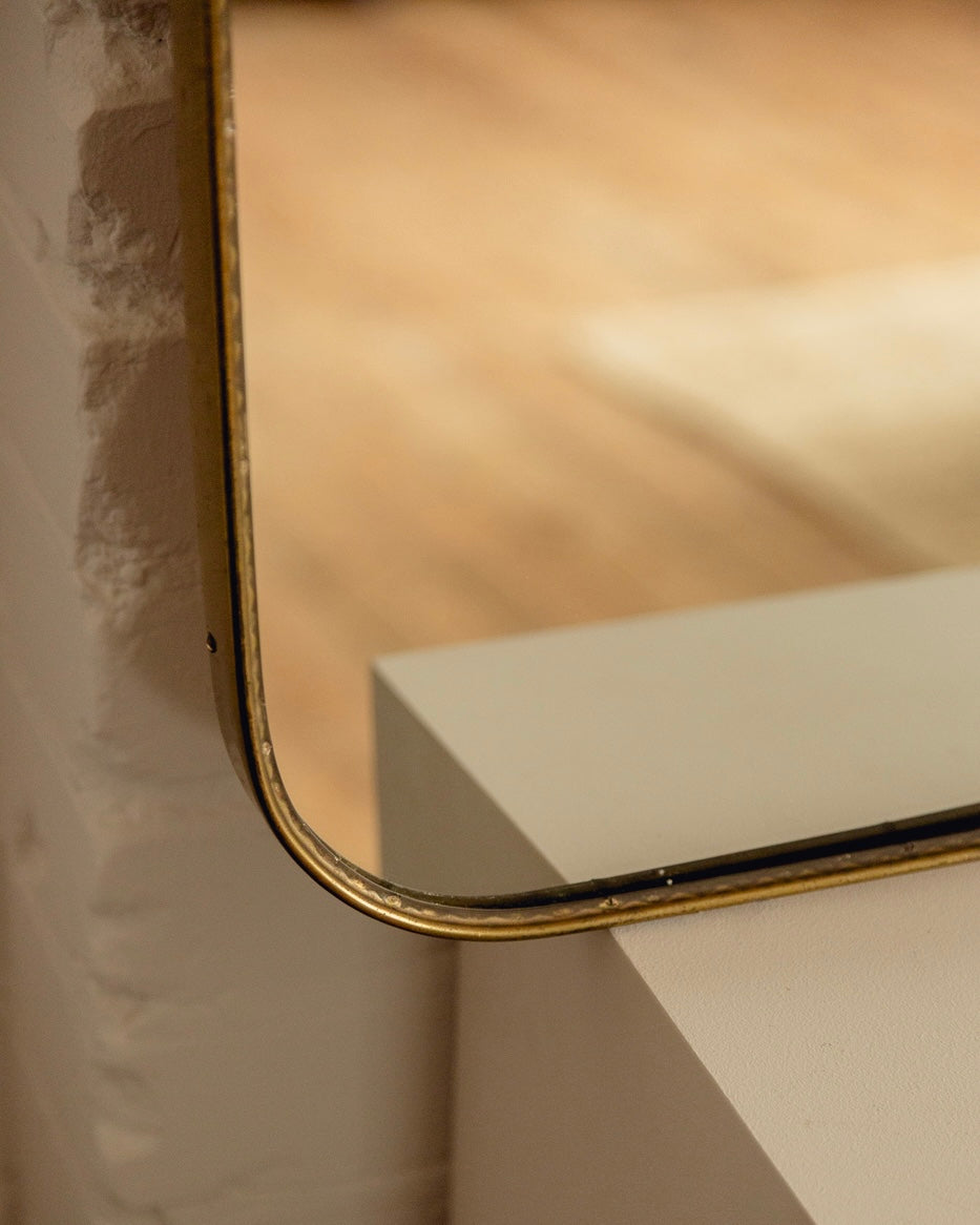Large Italian Brass Shield Mirror