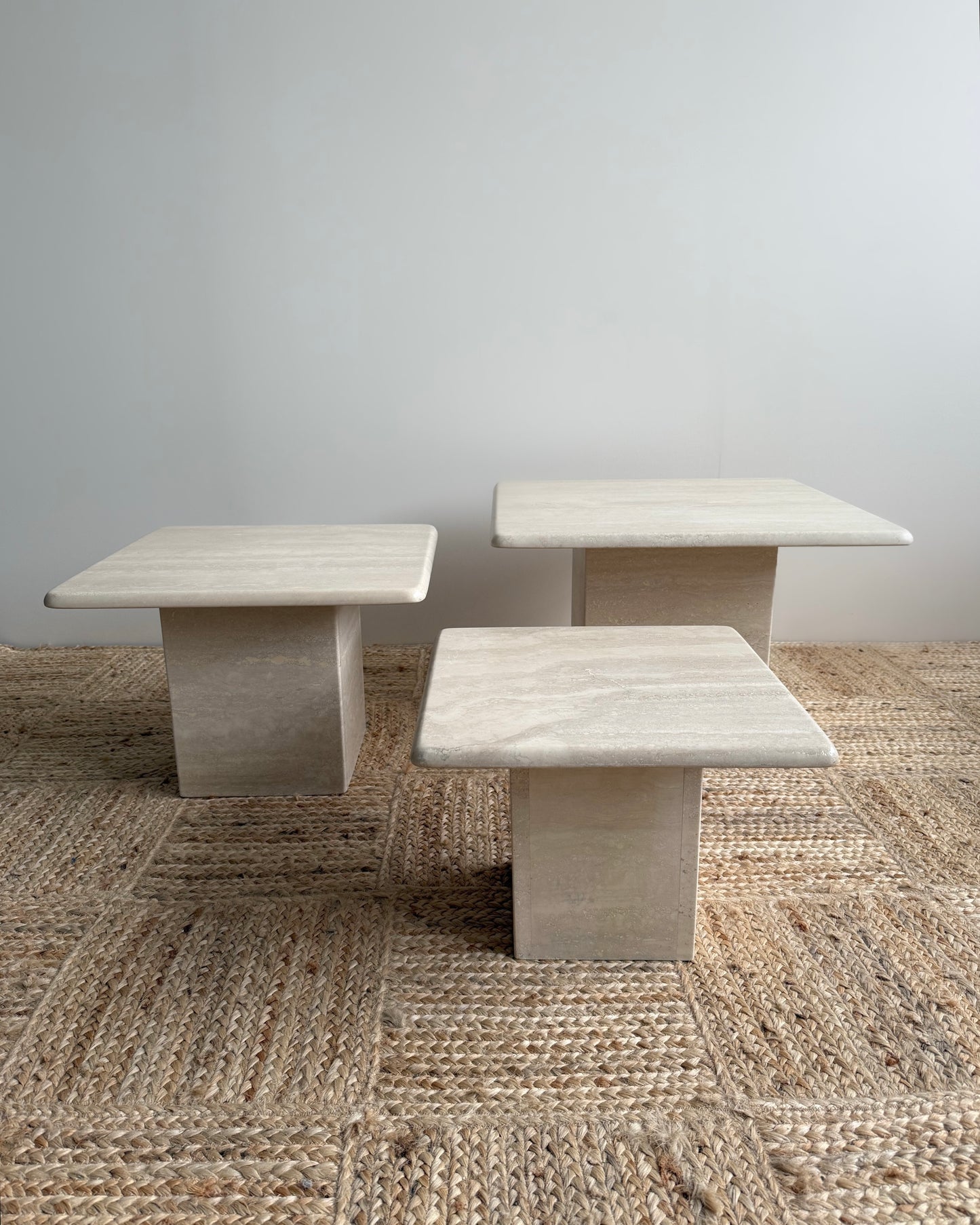 Set Of Three Travertine Nesting Tables